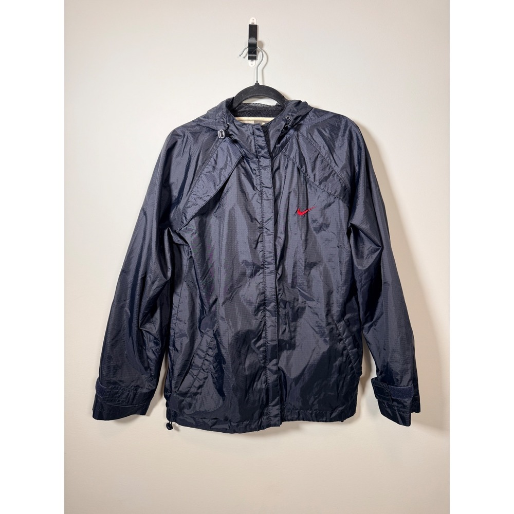 Nike Team Sports Mens Large Navy Blue Ripstop Hooded Windbreaker Jacket